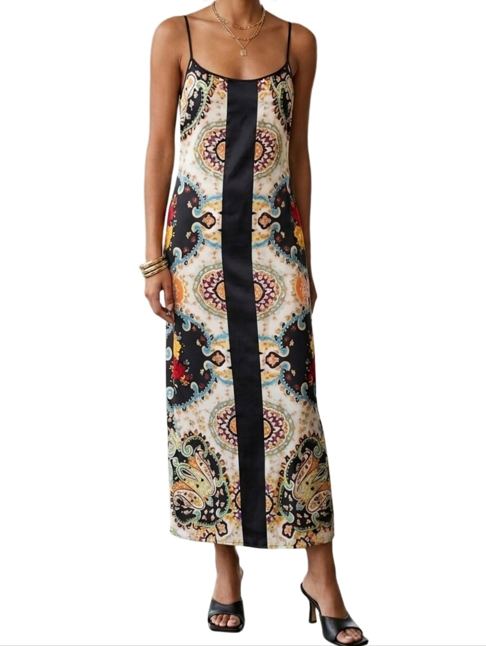 TAKA TAKAWEAR Paisley Knit Maxi Dress S Wool Cotton Blend Tile Ornate Fall